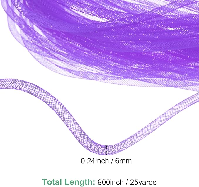 Mesh Tube Ribbon 25 Yards, 6mm Elastic Fabric Ribbons Mesh Tubing for Crafts/Gift Wrapping/Flower Bouquets/Wedding/Birthday/Holiday/Wreaths Christmas/Decoration[Violet]