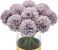 10Pcs Artificial Fake Flower Plants Silk Chrysanthemum Ball Hydrangea Arrangements Wedding Bouquets Decor Home Kitchen Garden Party Table Floral Centerpieces DIY (Grey Purple)