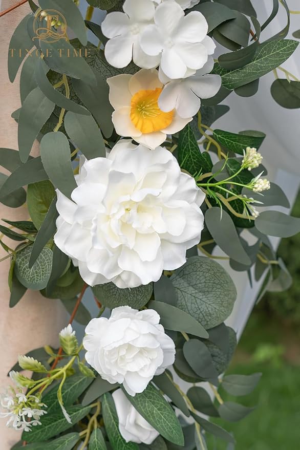 TINGE TIME Artificial Arch Flowers Kit Pack of 5, Wedding Decorations for Reception with Hanging Flowers, Wedding Arch Silk Floral Arrangements Ceremony Backdrop Bridal Shower Outdoor Party Decor