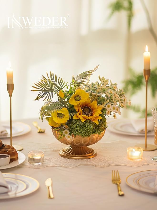 Gold Vase Centerpieces for Table: Gold Flower Vase for Wedding Centerpieces 2 Packs Mini Sized Flower Stand Arrangement Bulk for Party Event Engagement Celebration