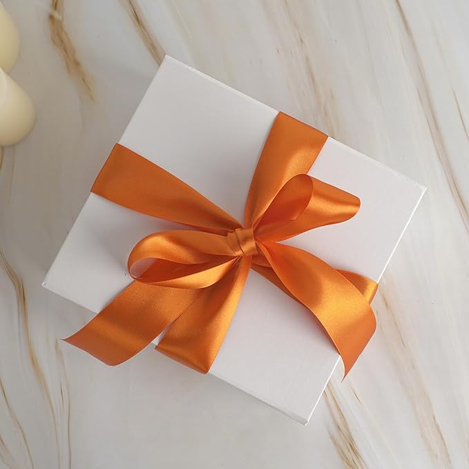 MEEDEE Orange Satin Ribbon - 1.5 inch Double Faced Satin Ribbon, 50 Yards - Perfect for Christmas, Thanksgiving, Halloween, Wreaths, Bows, Crafts, Weddings, Flower Bouquets