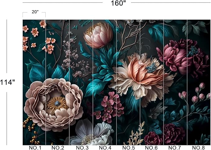 Cliouar-Peony Flowers Mural Wallpaper Peel and Stick 160" x 114"