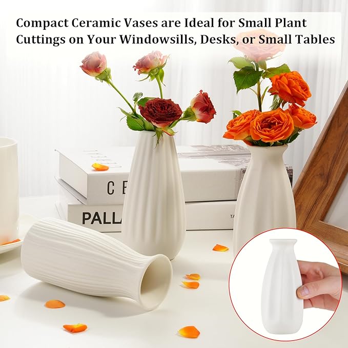 Ceramic Bud Vases, Set of 12 White Vases for Centerpieces Small Vase for Flowers Mini Ceramic Vases for Pampas Grass VAse Bulk for Wedding Table Centerpieces Decoration Boho Home Decor DIY Gift