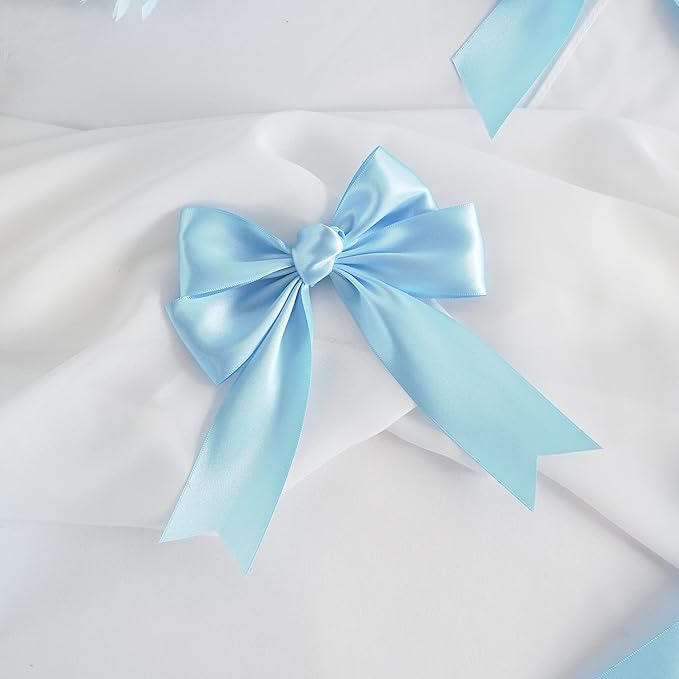 MEEDEE Blue Satin Ribbon 1-1/2 Inch Blue Ribbon Lux Double Faced Satin Ribbons by 50 Yards Polyester Satin Ribbons for Crafts, Weddings, Flower Bouquet, Holiday Decorating
