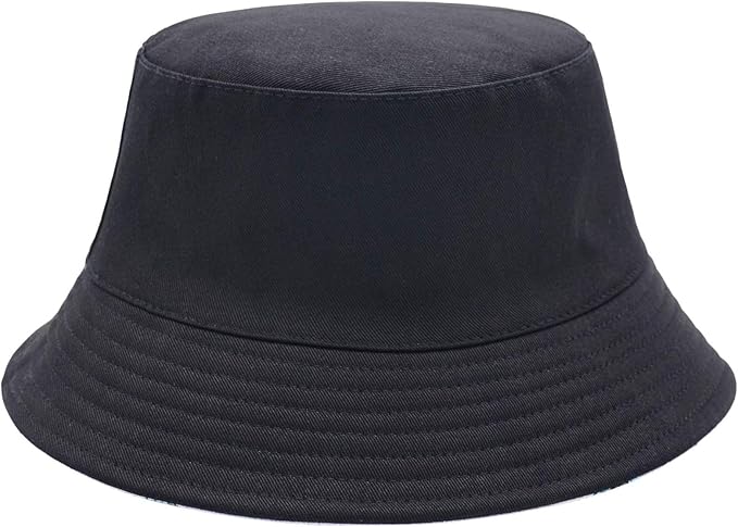 Flower Reversible Bucket Hat Cotton Summer Travel Beach Sun Hats Emboridery for Women Men