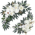 Wedding Arch Flowers for Wedding Welcome Sign, 2PCS Artificial Flower Floral Swag for Decoration Ceremony Reception Backdrop Party Aisle (White)