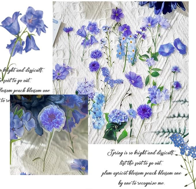 320 Pieces Pressed Flower Themed Stickers Set Floral Elements Transparent Natural Flower Stickers for Scrapbooking Junk Journal Planner Laptops