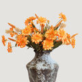 KBREE Artificial Fall Mums Bouquet, 4 Bunches Handmade Faux Daisy Flowers with Grain Stems & Foxtail, 17.7" Natural Farmhouse Mums Bouquets for Autumn Home Decor & Table Centerpieces (Orange)