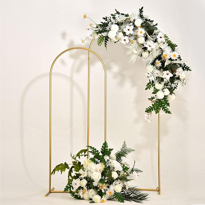 Arch Backdrop Stand for Party,5 FT,6 FT Metal Balloon Arch Stand,Gold Wedding Arch Stand for Birthday Ceremony,Baby Shower,Graduation Decoration