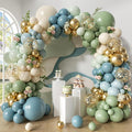 Dusty Avocado Green Balloon Arch Kit, 152Pcs Dusty Blue Retro Blue White Sand Macaron Green Gold Confetti Balloons for Baby Bridal Shower Wedding Engagement Birthday Party Decorations