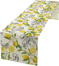 Lemon Table Runner , Summer Yellow Fruits Green Leaves Kitchen Dinning Table Decoration for Indoor Outdoor Home Party Decor 13"x36"
