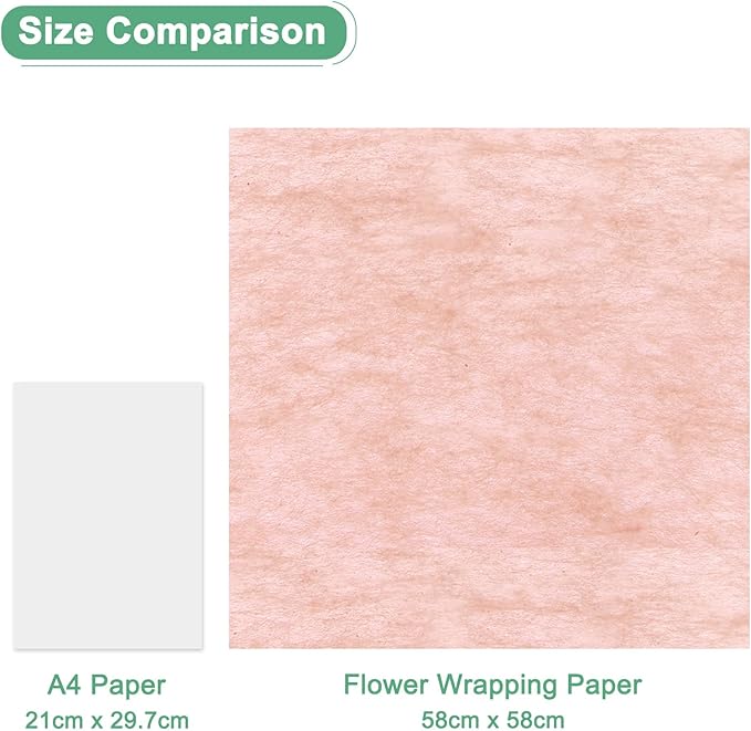 M METERXITY 20-Sheet Korean Cotton Wrapping Flower Paper, Waterproof Floral Wrapping Cotton Paper for Bouquets/Gift Packaging [Pink]