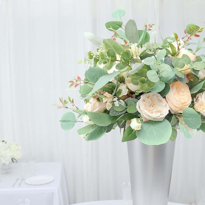 Efavormart 28" Tall Brushed Silver Metal Trumpet Flower Vase Wedding Centerpiece