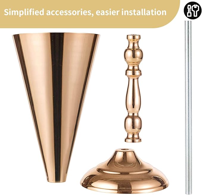 2 Pcs Tabletop Metal Wedding Flower Trumpet Vase, 16.5 inch Tall Table Decorative Centerpiece, Artificial Flower Arrangements for Anniversary Ceremony Party Birthday Event Aisle Home Decoration (Gold)