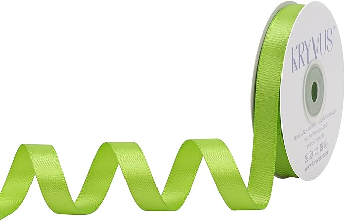 Apple Green Satin Ribbon, Double Faced 1/2 Inch X 25 Yards Apple Green Ribbon, Premium Satin Ribbon for Gift Wrapping, Crafts, Hair Bow Making, Sewing, Flower Bouquet, Wedding Party Decor