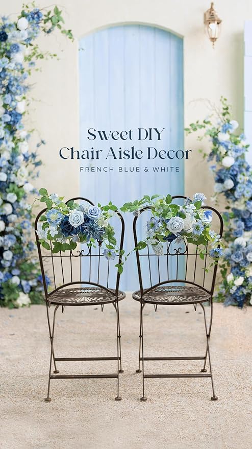 Ling's moment Artificial Flowers, 50Pcs 3" Roses in Dusty Blue Shades, Realistic DIY Foam Floral Decor for Wedding Bouquets/Centerpieces, Outdoor Party Backdrops, Room/Table, Garden/Pot Decorations