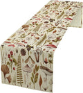 Vintage Mushroom Table Runner Rustic Botanical Plants Boho Wildflower Spring Summer Seasonal Dinner Runner for Farmhouse Kitchen Dining Table Decoration Cabin Home Holiday Party 13x90in