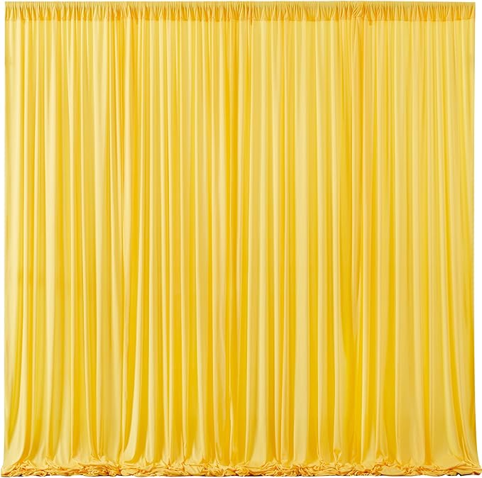 Yellow Backdrop Curtains-Wrinkle-Free Polyester Photography Drapes Party Curtain Background for Baby Shower Wedding Decorations- 24 X10FT (Yellow)