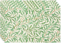 William Morris Vintage Botanical Placemats Set of 4, Retro Leaves Boho Plant Place Mats, Heat Resistant Non Slip Cotton Linen Dining Table Mats for Home Kitchen Party 18x12 Inch