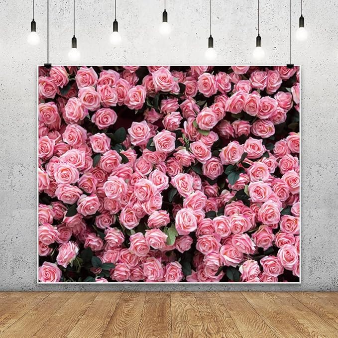 20x10ft Floral Backdrop for Party Photoshoot Pink Rose Flowers Wedding Birthday Bridal Shower Flower Wall Decorations Photography Background