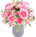 Artificial Peonies Silk Flowers, Pink Faux Peony Bouquet 4 Bundles Florals Arrangements Decor for Farmhouse Home Boho Wedding Table Centerpiece, Fake Plastic Flowers Bulk for Vase Decoration (Pink)