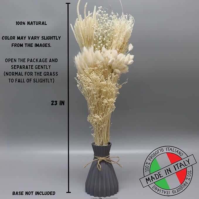 Dried Flower Bouquet & Floral Mix Premium Hand-Packed Natural Dried Plants for Home Decor, Bouquets, and Arrangements – Made in Italy (Light Pink)