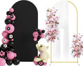 Putros 6ft Metal Arch Stand with Cover Black Spandex Fitted Wedding Arch Cover and Round Top Chiara Backdrop Stand Set for Birthday Party Baby Shower Decoration