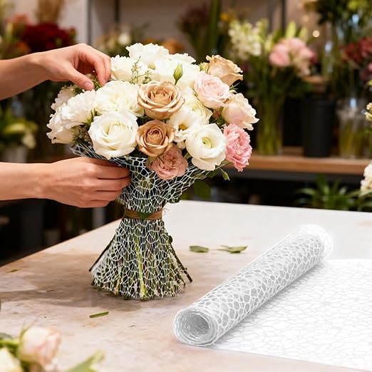 42cm*5Yards Papel Coreano para Flores, White Korean Wrapping Paper, Pearl Mesh Floral Wrapping Paper(Pure White)