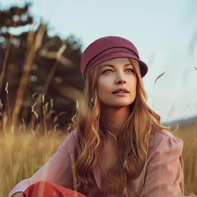 Women Retro Classic Visor Newsboy Cabbie Cap Beret Hats with Flower Buckle for Woman Ladies