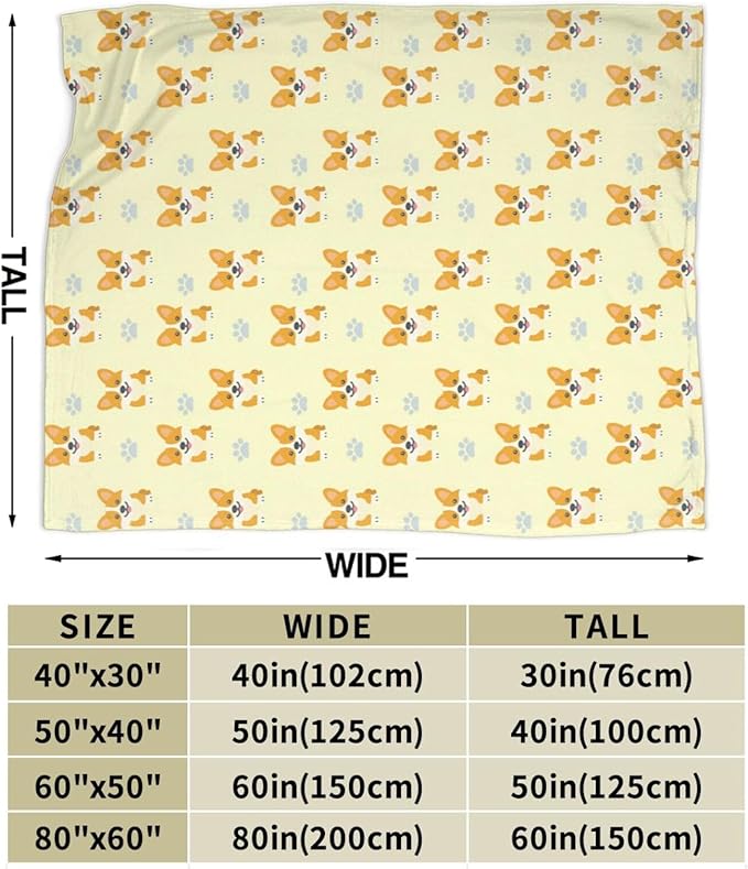 Corgi Blanket Cute Corgi Dog Throw Blanket Puppy Soft Cozy Fleece Fuzzy Stuffed Plush Flannel Gifts for Girls Women Boys Kids Adults 50"X60"