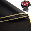 WRAPAHOLIC 20 Sheets Flower Wrapping Paper - 22.4 x 22.4 inch Gold Trim Black Water-Resistant Floral Bouquet Wrapping Paper, Florist Supplies Packaging Paper for Wedding Birthday Gift DIY