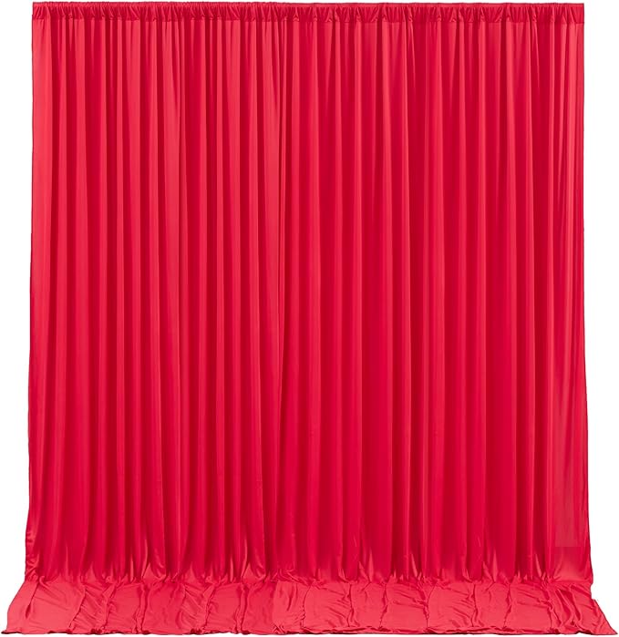 Red Backdrop Curtains 8 Panels-Wrinkle-Free Polyester Photography Drapes Party Photo Backgrounds for Wedding Christmas Photo Backdrops- 32 X10FT (Red)