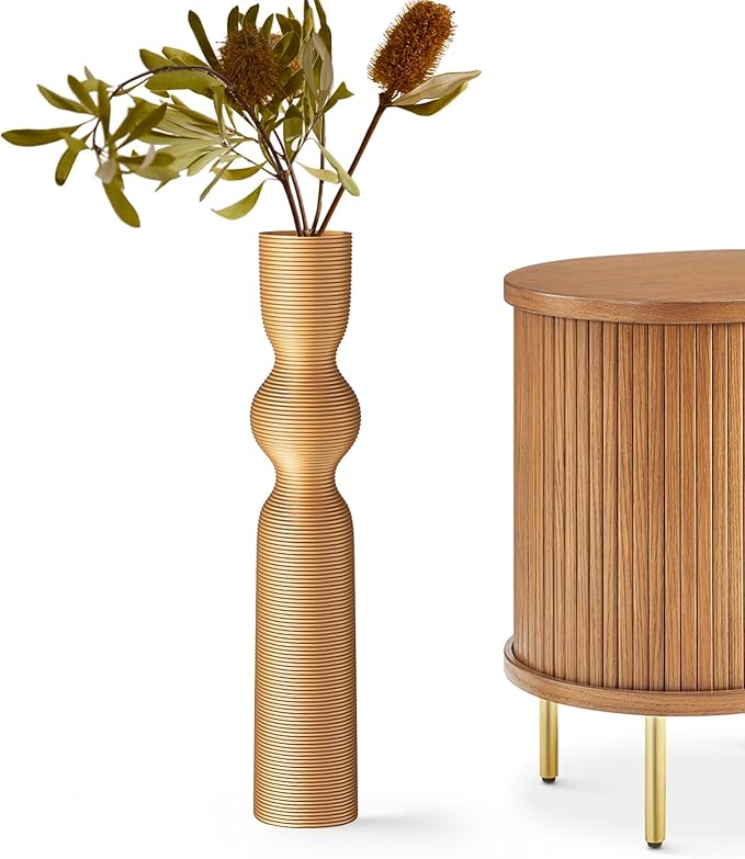 Gold Resin Floor Vase, 23.62'' Tall Decorative Vase, Ideal for Dried Pampas Grass & Home Decor, Modern Tall Floor Vase for Living Room/Entryway