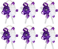 MECCANIXITY 6Pcs Wrist Corsage Artificial Flower Bracelets Rose Wrist Bride Groom Decorative for Wedding Ceremony Prom Party Anniversary Purple