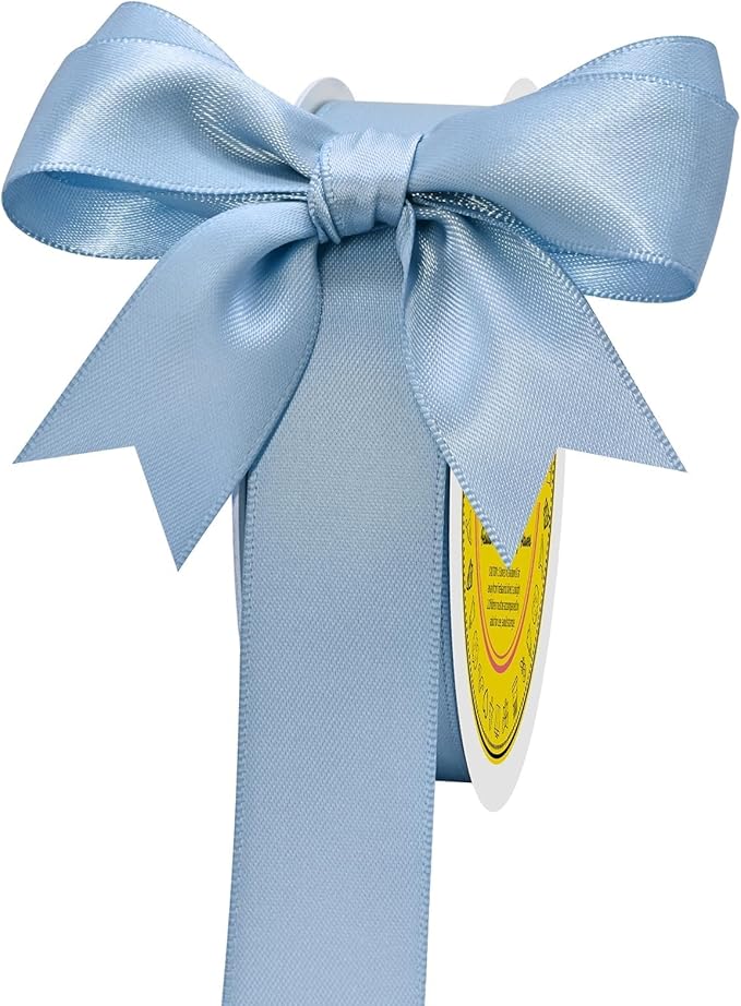 Double Face Dusty Blue Satin Ribbon 7/8 inch X 25 Yards Polyester Dusty Blue Ribbon for Gift Wrapping Very Suitable for Weddings Party Hair Bow Invitation Decorations and More