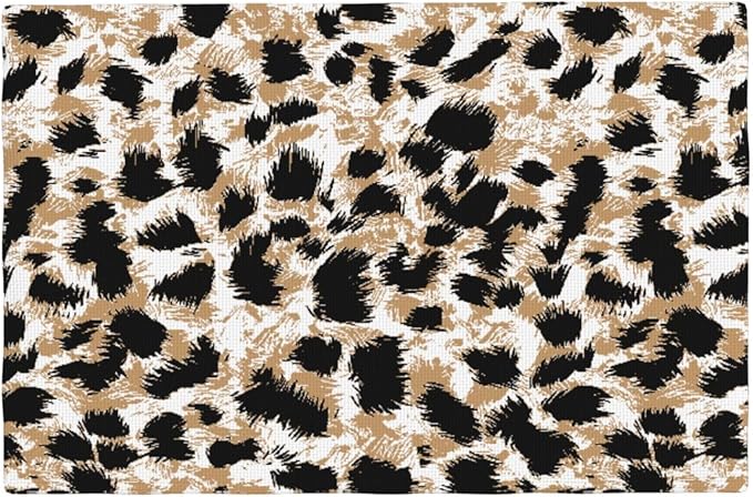 Placemats 4 pcs Leopard Double-Layer Imitation Linen Place Mats Non-Slip Heat-Resistant Tablemats for Home Restaurant Hotel 18×12 Inch