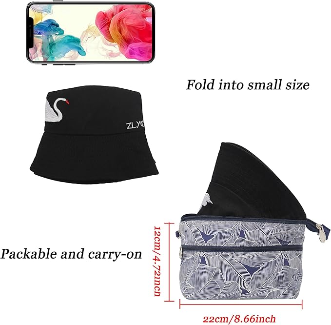 ZLYC Unisex Fashion Embroidered Bucket Hat Summer Fisherman Cap for Men Women