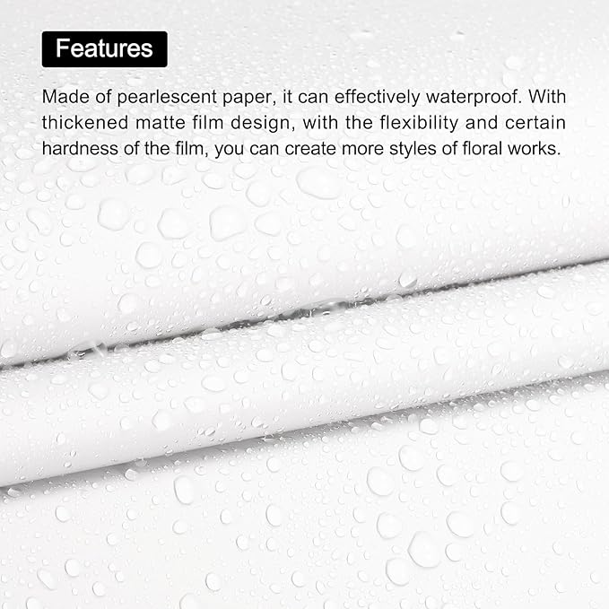 MECCANIXITY Pearlescent Film Flower Wrapping Paper 22.8x22.8 Inch Waterproof for DIY Crafts, Gift/Gift Box Packaging Cream White Pack of 20
