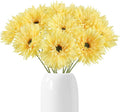 12pcs Yellow Gerbera Daisy Artificial Flowers Realistic Faux Daisies Fake Daisy Flowers for Vase Table Centerpiece Home Wedding Party Garden Decoration(Yellow)