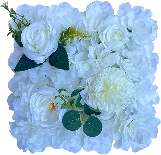 Flower Wall Backdrop, 12PCS 10.6"-15.7" Artificial Flower Wall Panel with Various Styles, 3D Floral Wall Decor for Wedding Photo Background Festive Party Home Decoration (K001, 11.8 * 11.8in)