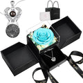 FIACO Gifts for Women Preserved Real Roses with I Love You Necklace Fresh Forever Flowers Birthday Gifts for Mom Grandma Wife Girlfriend on Anniversary Christmas Valentines Romantic Gift