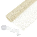 PATIKIL Flower Wrapping Mesh Paper, 15ft Floral Bouquet Craft Packaging Hollow Net Yarn with Ribbon for Flowers Gift Packaging, Cream White