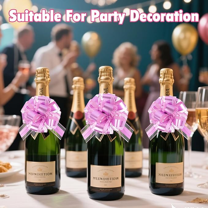 24PCS 6 Inch Large Pull Bows,Pink Bow for Gift Wrapping,Party Gift Wedding Ribbon Bows for Wrapping Boxes or Flower Decorations,Perfect for Christmas Valentine's Day Decoration Bow（Pink）