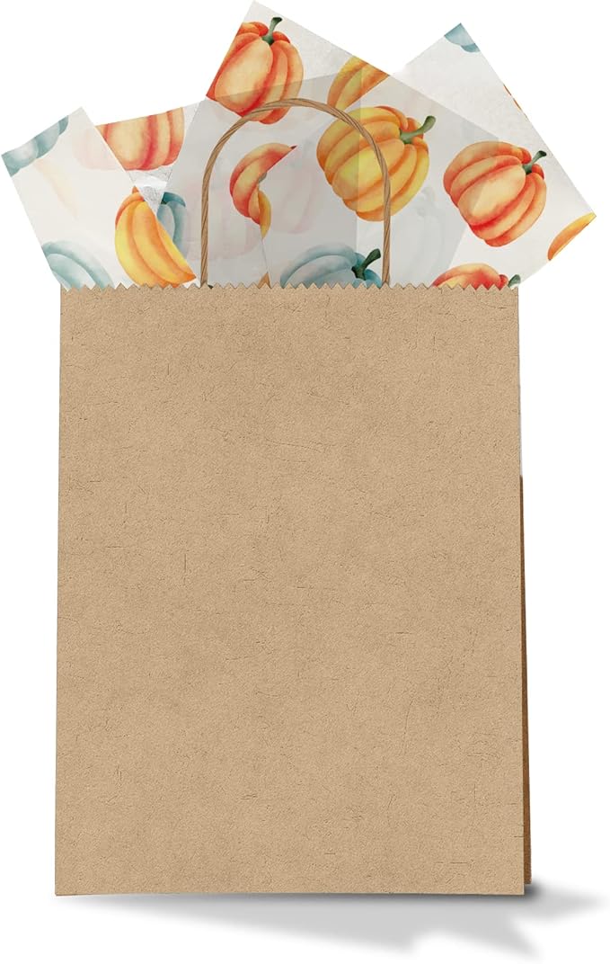 Fall Pumpkin Printed Tissue Paper Sheets for Gift Bags and Wrapping - Bulk Halloween Tissue - Decorative Art Paper for Packaging and Gifting | 24 Sheets 20" x 30"