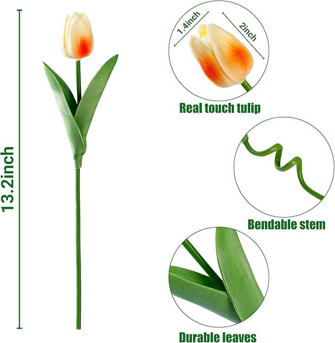 Sggvecsy 15 Pcs Fake Tulips Artificial Flowers Real Touch PU Faux Flowers Tulip Stems for Wedding Floral Arrangement Spring Bouquet Home Party Office Decorations for Mother's Day (Multi Colors)