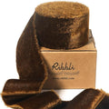 Ribbli Brown Velvet Ribbon 1.5 Inch Handmade Frayed Vintage Christmas Ribbon for Gift Wrapping Christmas Tree Ornament Wreath Craft Home Decor -3 Yards