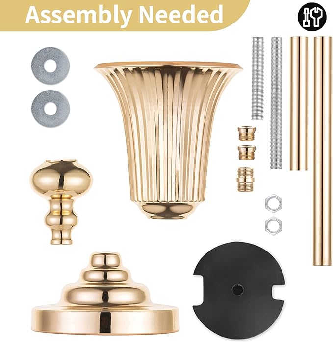 NUPTIO Metal Versatile Trumpet Vase, 26.7'' H x 6.2'' W x 5.7'' D, Gold, Set of 2, Ideal for Wedding, Events, and Home Decor