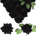 Fake Black Roses Artificial Flowers 16pcs Velvet Artificial Roses Black Flowers 3.15" Silk Roses for Bridal Bouquet Wedding Flowers for Floral Centerpieces Home Party Decor