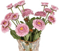 8pcs Chrysanthemum Flowers Artificial Fake Silk Pot Marigold Flowers Faux Daisy Bouquet with Stems for Home Wedding Dining Table Party Decor(Light Purple)