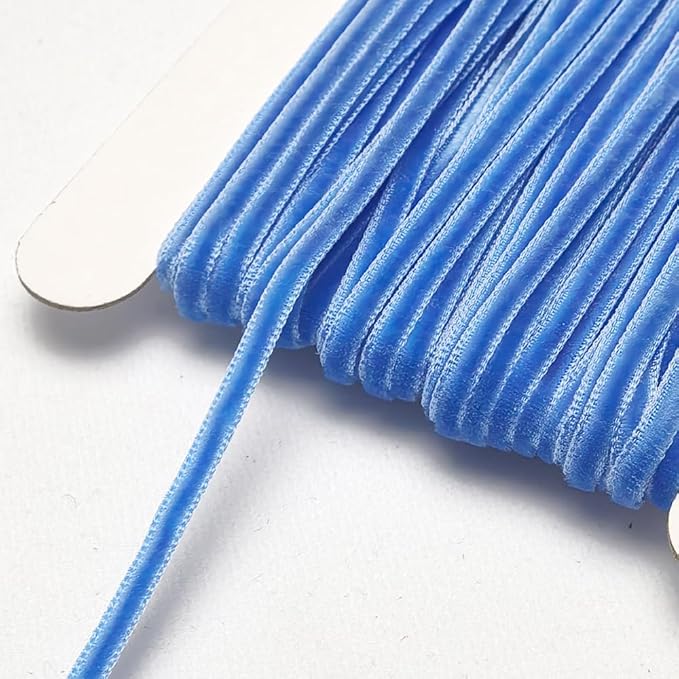 Chenkou Craft Blue 25 Yards 1/8" 3mm Velvet Ribbon Lots Bulk (Blue, 1/8"(3mm))